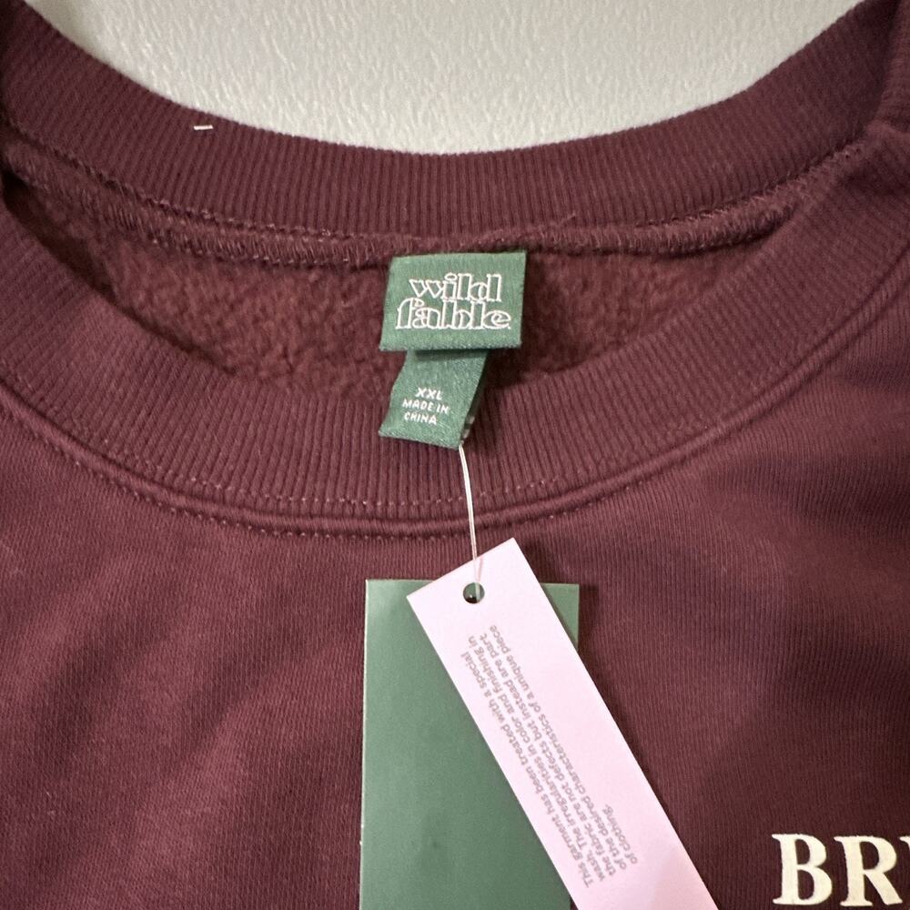 Wild Fable Unisex 2XL Burgundy Crewneck Pullover Sweatshirt Brunch Club Graphic - Picture 7 of 12